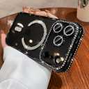 Magnetic Glitter Case for iPhone 17 Pro Max 6.9 [Compatible with MagSafe] [Built-in Lens Protector] Clear Sparkle Diamond Camera Protection Phone Case for iPhone 17 Pro Max Women Girls - Black