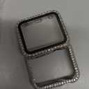 Mesime Compatible with Apple Watch Band 38mm 40mm 41mm 42mm 44mm 45mm 46mm, Women Bling Jewelry Bands with Tempered Glass Screen Protector Case, Shiny Strap for iWatch Series 11/10/9/8/7/6/5/4/3/2/1/SE (Silver)