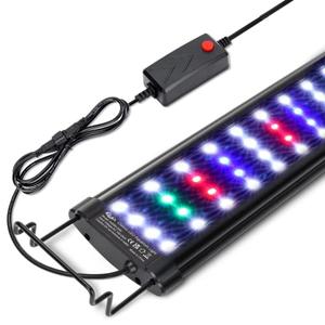 AQQA Aquarium Light,Full Spectrum LED Fish Tank Lights,12"-54" Adjustable Multi-Color White Blue Red Green LEDs with Extendable Brackets,14W-31W for Freshwater Plants (14W (12"-18"))