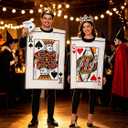 4CT 2026 Adult Couples Halloween King&Queen Playing Card Costumes and Crown