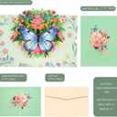 3 x Butterfly 3D Pop-Up Greeting Card  Elegant Floral Pop-Up Card for Wife Husband Girlfriend Boyfriend Mom Dad Mother Father Birthday Wedding Anniversary Thanksgiving Day Christmas Day (Green)
