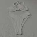 geluboao Bikini Set for Women Solid V Neck Knot Front Push Up High Leg Thong Two Piece Swimsuit (Large, White)