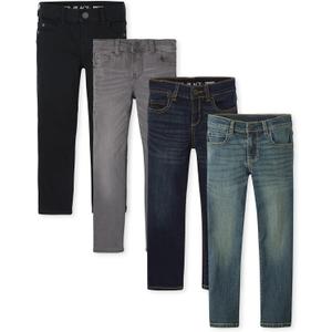 The Children's Place Boys' Straight Leg Jeans (4, Black/Gray/Indigo/Blue 4-pack)