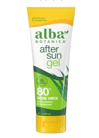 Alba Botanica Aloe Vera Gel for Skin, Cooling After Sun Treatment for Face and Body, Made with Purity Certified 80% Aloe Vera Gel Formula, 8 fl. oz. Tube