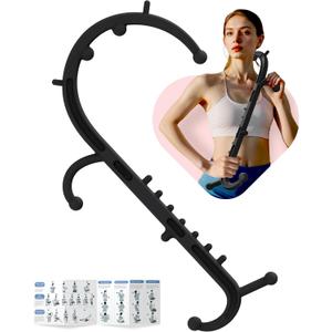 Back and Neck Massager for Pain Relief Deep Tissue, Upgraded Full Body Trigger Point Cane Massage Tools, Massage Stick Pressure Point Hook, Muscle Knot Remover Tool (Black)