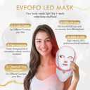 EVFOFO Red Light Therapy Mask for Face, 7 Custom Modes with 850nm Infrared & 630nm Red Light, Portable LED Face Mask Light Therapy with Timer for Home Use, White