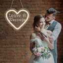 Leave a Message Neon Sign With Holder Base, Neon Guestbook Table Sign for Wedding Shop Business Desk Decor Reception Welcome Dimmable Led Sign, Warm White USB Neon Light Sign, Small