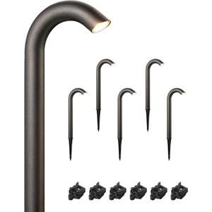 EDISHINE Low Voltage Landscape Lighting, 3W 3000K 200LM Bright LED Pathway Lights Wired, IP65 Outdoor Landscape Lighting & Accessories, CRI80 Aluminum Bent Pipe Path Light for Yard Garden (Black)