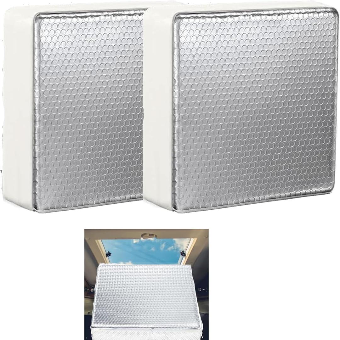Peaoop 2 Pack RV Vent Insulator RV Skylight Cover with Reflective Surface Universal Camper Skylight Shade for Vent Inside Camper Trailer (2 pack 14 x 14 x 3")