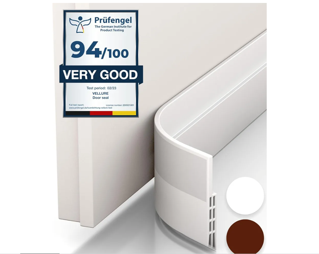 Vellure® Door Draft stoppers for Bottom of Door  New Premium Door Sweep/Door Seal Strip (Save Energy – installs Quickly and Easily) Door Weather Stripping, Ideal for Keeping Out Cold (5x39 White)