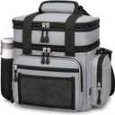 Expandable Lunch Box Men Insulated Double Deck Leakproof Cooler Bag
7 Pockets, Waterproof Polyester, Heat-Resistant Foil, Padded Shoulder Strap. Adult Work, Outdoor, Beach (Grey, 15L)