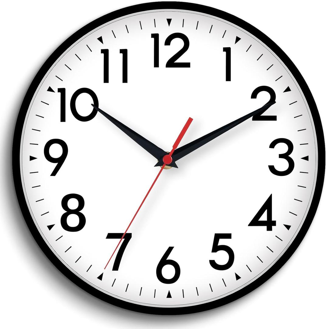 DAXSMY 16 Inch Wall Clock, Large Wall Clocks Battery Operated, Big Silent Non-Ticking Analog Clock Decorative for Living Room, Office, Kitchen, Outdoor,Classroom, Bedroom, Bathroom, School(Black)