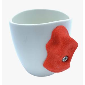 Rock climbing mug with ergonomic pinch grip design for climbers, unique bouldering gift and climbing cup for indoor training, durable climber mug for grip strength enthusiasts - Red
