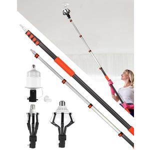 Light Bulb Changer for high Ceilings-Telescopic Light Bulb Changer with Baskets and Suction Cup, Reach to 28FT Light Bulb Extension Pole Changer,high Reach Light Bulb Changer for Household