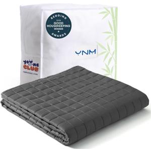 YnM Cooling Weighted Blanket for Adults, 15lbs Heavy Bed Throw for One Person of 140lbs, Perfect for Hot Sleepers or Warm Climates with Rayon/Glass Beads(48x72 Inches,Twin/Full Bed, Dark Grey)