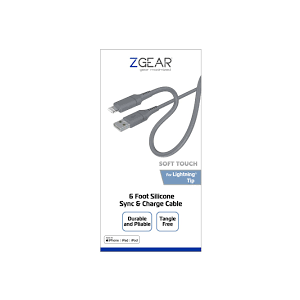 ZGEAR SILICONE CABLE LIGHTNING 6FT GREY