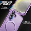 360 Rotatable Stand for Samsung Galaxy S25 Plus Case Magnetic with Screen Protector X1&Camera Lens Protector*1, Compatible with MagSafe, 16FT Mil-Grade Shockproof for Samsung S25 + Case 6.7", Purple