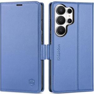 SHIELDON Wallet Case for Galaxy S26 Ultra 6.9" 5G, Genuine Leather Folio Magnetic RFID Blocking Credit Card Holder Kickstand Shockproof Phone Cover Compatible with Galaxy S26 Ultra - Wisteria Purple