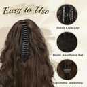FESHFEN Claw Clip Ponytail Extensions - Long Pony Tail Hair Piece Wavy Curly Synthetic Hairpieces for Women, Mixed Brown 26 inch