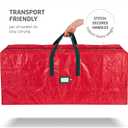 ZOBER 9 Ft Large Christmas Tree Storage Bag - Fits 9 Ft Artificial Trees - Plastic, Waterproof Christmas Tree Bag For Storage Box For Xmas - Strong, Durable Handles - Label Card Slot - Red