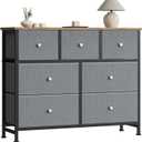Sweetcrispy 7 Drawer Dresser for Bedroom Storage with Fabric Bins, Blue, 39.3"D x 11.8"W x 30.3"H