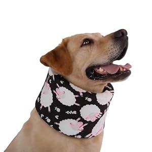 LovinPet Dog Recovery Collar, Adjustable Soft Cone for Medium & Large Dogs, Post-Surgery Comfort & Lick Prevention, Sheep Print, Black