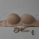 Women's Deep V Plunge Padded Push Up Underwire Bra Low Cut Convertible Brassiere with Clear Straps (Nude, 36DD/E)