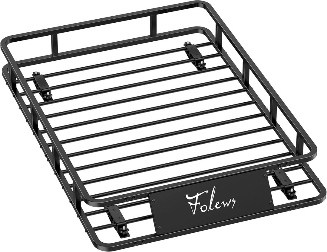 Folews Car Roof Basket 51 x 36 x 6 Inch, Heavy Duty 250LB Cargo Carrier