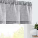 jinchan Gray Sheer Valance Curtain Linen Textured Valance for Kitchen Living Room Bedroom Voile Window Light Filtering Farmhouse Country Rod Pocket 1 Panel 16 Inch Length Grey