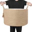 Mkono Extra Large Laundry Basket Woven Storage Baskets for Blankets Toys Clothes Organizer, Decorative Clothes Hamper 21.7" x 13.8"