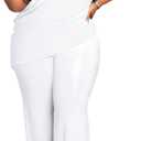 Plus Size 2 Piece Sets for Curvy Women Sexy Fall Short Sleeve Tops Casual Wide Leg Pants Sets Sweatsuits (4X-Large Plus, 0 White 53)