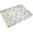 Leemxiiny Rectangle Serving Tray with Handles, Coffee Table Tray for Ottoman, Living Room, Outdoor Tray for Patio Entertaining, Serving Breakfast Kitchen Platter, Daisy