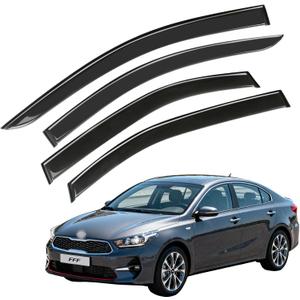 Window Visor Wind Deflector, 4PCS Tape-On Rain Guards for 2019 2020 2021 2022 2023 2024 2025 Kia Forte, Outside Mount Sun Shade Side Window Vent Visors, Black