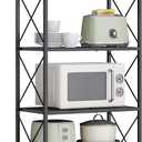 SONGMICS 4-Tier Metal Storage Rack, Shelving Unit with X Side Frames, Dense Mesh, 12.6 x 23.6 x 44.3 Inches, for Entryway, Kitchen, Living Room, Bathroom, Industrial Style, Ink Black UBSC164B01