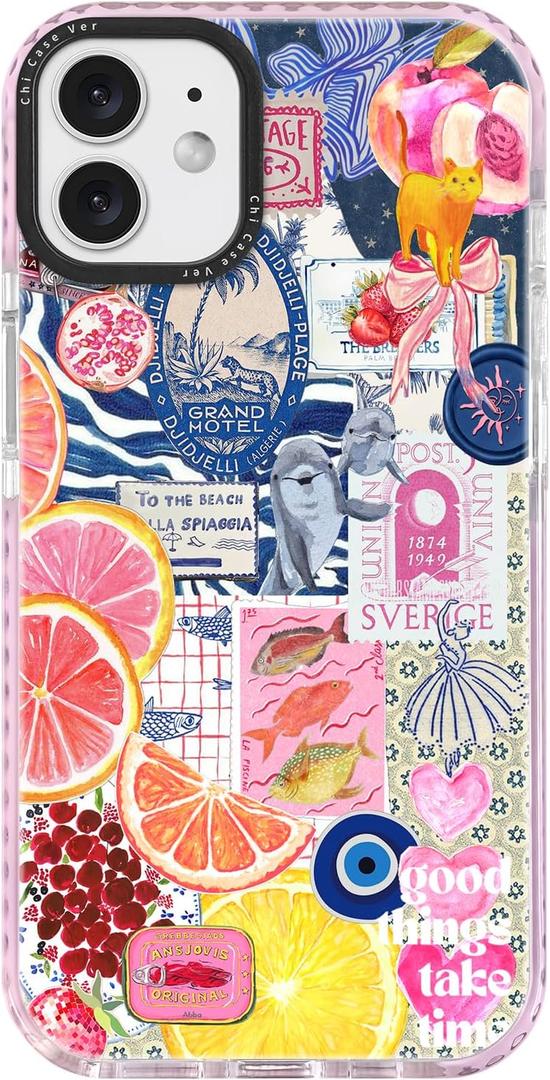 for iPhone 11 CaseY2K Citrus Coastal Vintage Style Military-Grade Drop Protection TPU Camera Protection for Women Girls (BlueArt)