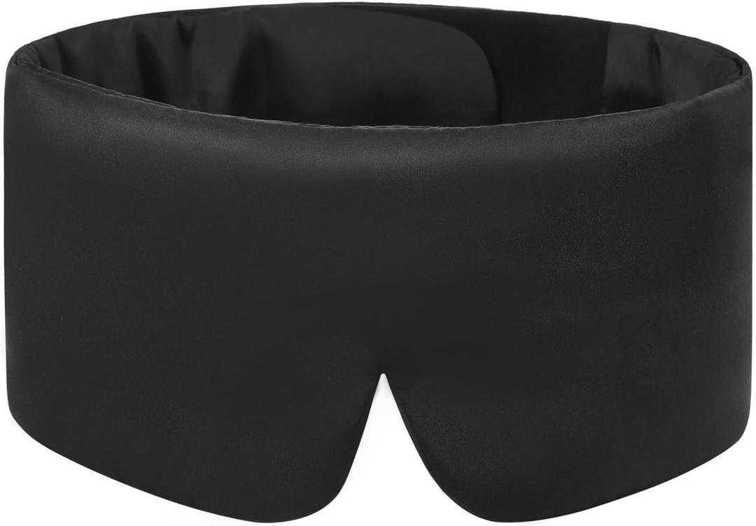 Weighted Facemask Silk ALASKA BEAR Eye Mask for Sleeping, Wraparound Style Compression, Wide Headband and Large Ear Coverage, Microwavable Beads Filled