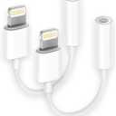 [Apple MFi Certified] 2 Pack Lightning to 3.5 mm Headphone Jack Adapter, iPhone Aux Adapter Converter Dongle Audio Cable Compatible with iPhone 14 13 12 11 X XS 8 7