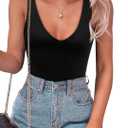 SAUNGKUAI Women’s Bodysuit Sexy Plunge Deep V Neck Backless Sleeveless Tank Thong Body Suits Outfits for Going Out L