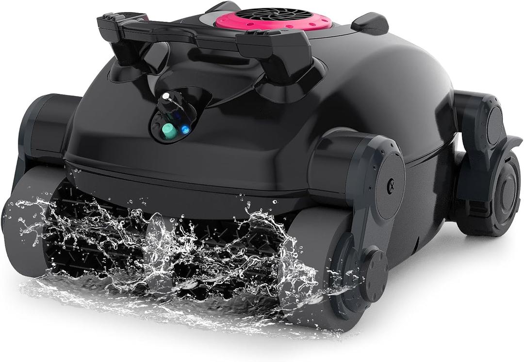 Cordless Robotic Pool Cleaner, Wall Climbing, Lightweight, Extended Battery Life, 8L Large Capacity, Advanced Dual-Motor, X1 Auto Pool Vacuum for Inground & Above Ground Pools Up to 1100 Sq.Ft, Pink