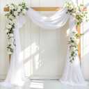 White Wedding Arch Draping Fabric 2 Panels 30'' x 18FT Sheer Chiffon Arch Drapery for Photo Booth Bridal Shower Baby Shower Church Decor Newborn Photography Christening Outdoor Party