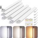 16" Ultra-Thin Under Cabinet Lighting Wireless, Aluminum Alloy Under Counter Lights for Kitchen, 3-Color-Temps Magnetic Closet Lights, Rechargeable Motion Sensor Light Indoor, (6 Pack, Silver)