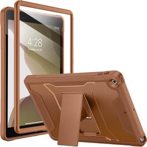 Soke Case for iPad 9th/8th/7th Generation 10.2-Inch (2021/2020/2019 Release), with Built-in Screen Protector and Kickstand, Rugged Full Body Protective Cover for Apple iPad 10.2 Inch - Light Brown