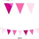 32Ft Metallic Hot Pink Triangle Flag Fabric Banner Pennant Bunting Garland Streamers for Wedding, Baby Shower, Birthday, Home, Nursery, Outdoor, Garden Party Decor