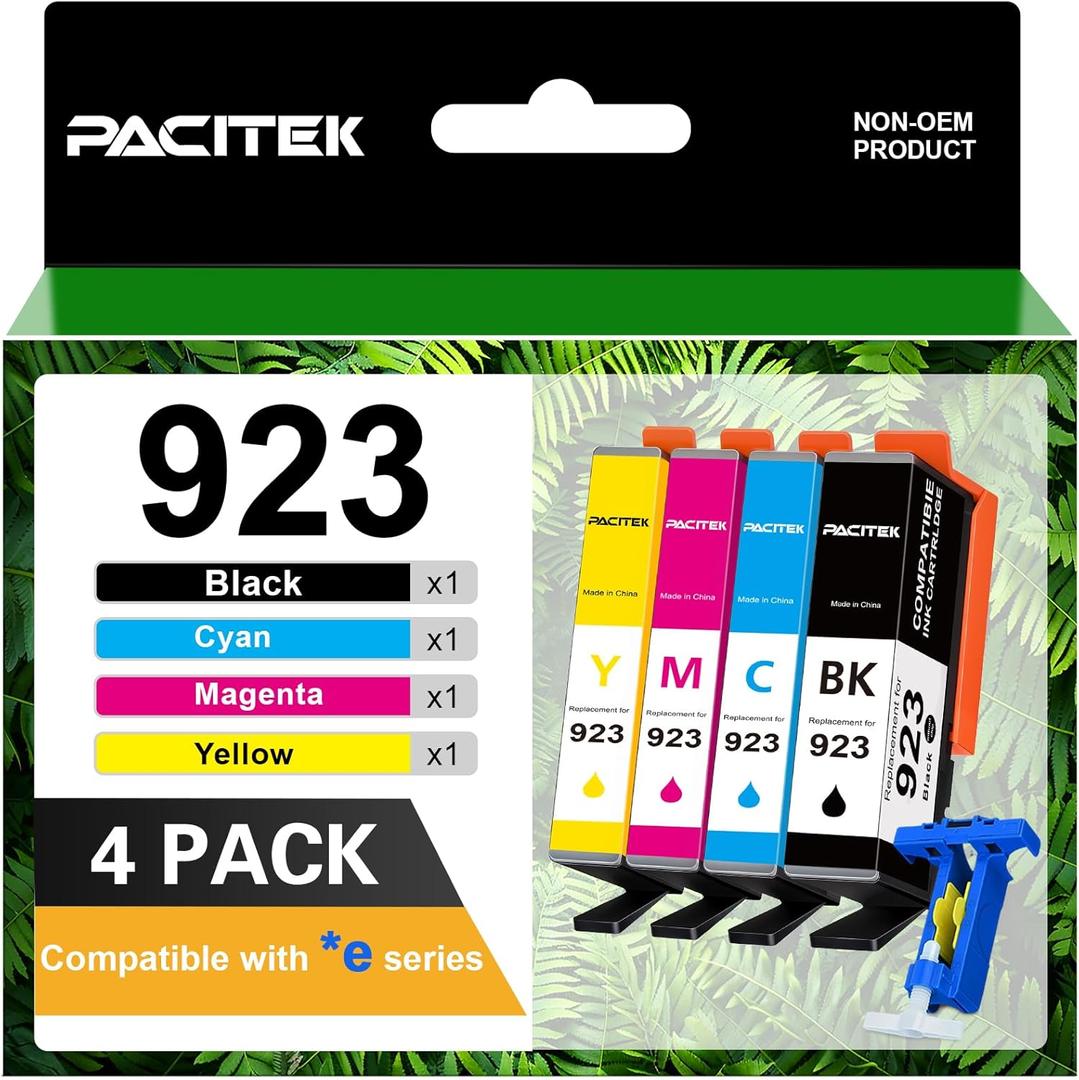 923 Ink Cartridges Combo Pack Replacement for HP 923XL Ink Cartridges for HP Printers Work for HP OfficeJet Pro 8130e 8135e 8139e 8138e 8122e 8124e 8120e 8120 8122 Printer Ink (4 Pack)