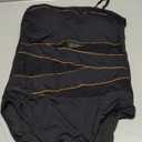 Holipick Women Strapless Bandeau One Piece Swimsuits Sexy Mesh Cutout Bathing Suits Tummy Control Swimwear (Large, Black With Gold)