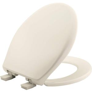 Mayfair Aurora Slow Close Toilet Seat, Easy Clean Hinges and Adjustable Perfect Fit Plastic Seat, Made in USA, Round, Biscuit