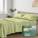 THREAD SPREAD 100% Organic Cotton Sheets King Size - 4 PC Organic Cotton King Percale Weave Sheet Set, Soft, Cooling, Crisp & Breathable, 16" Deep Pocket Hotel Quality Bedding Set - Sage Green