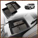 TripleAliners Center Console Organizer Compatible with 2021-2024 Ford Bronco(No for Sport) Accessories 2/4-Door Center Console Storage Box ABS Material with Leather Trim(V2_Retro Grey) Won't Fit 2025