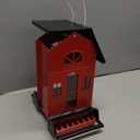 Birdkiss Bird Feeder Squirrel-Proof Outside: Country House Series for Hanging - Metal - 5LBs Seed - Weight-Activated for Outdoors - Large Capacity and Red