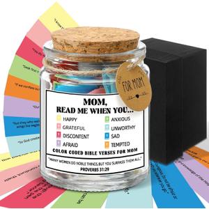 Lunmon Mom's Bible Verse Jar, Christian Birthday Gifts for Mom from Daughters Son, Christian Mothers Day Gifts for Women, Read Me When Inspirational Scripture Jar Prayer Hope Decorative Glass